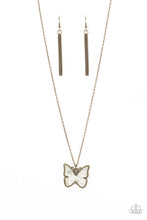 Load image into Gallery viewer, Gives Me Butterflies - Brass Paparazzi Necklace
