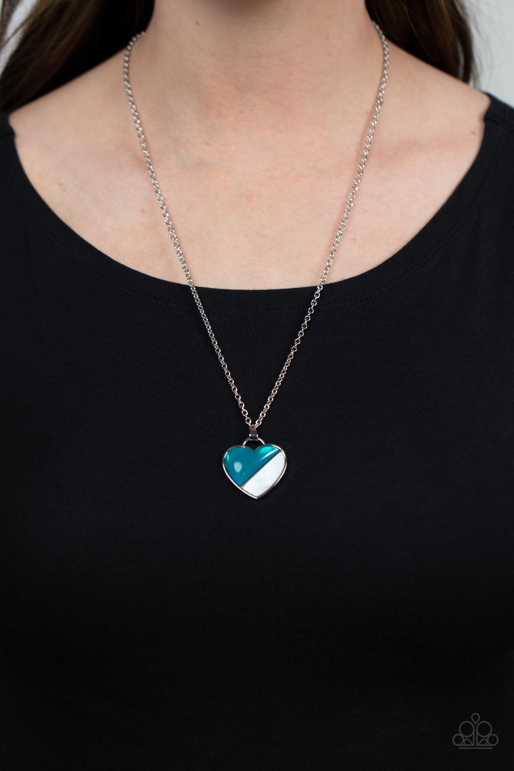 Nautical Romance - Blue Paparazzi Heart Necklace