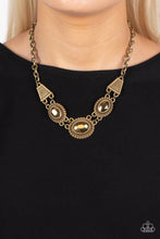 Load image into Gallery viewer, Textured TRAPEZOID - Brass Paparazzi Necklace
