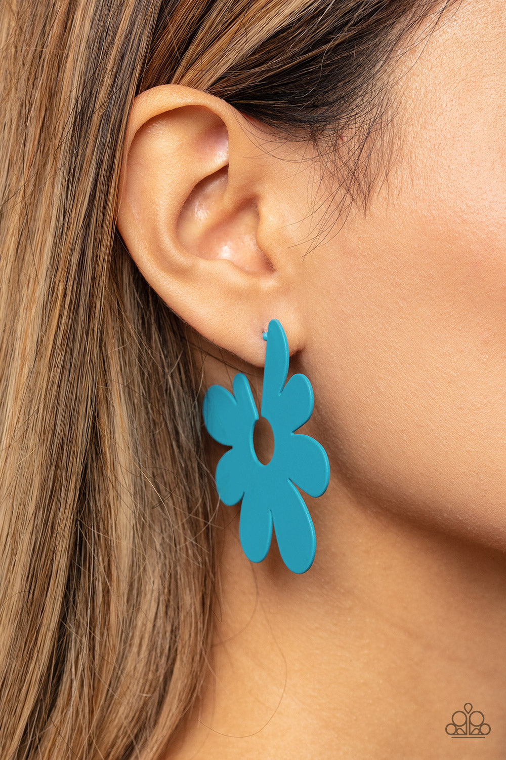 Flower Power Fantasy - Blue Paparazzi Earrings