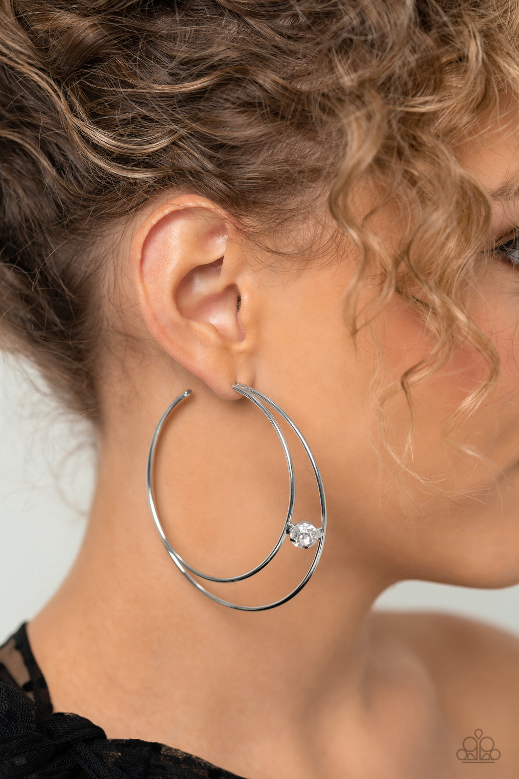 Theater HOOP - White Hoop Earrings