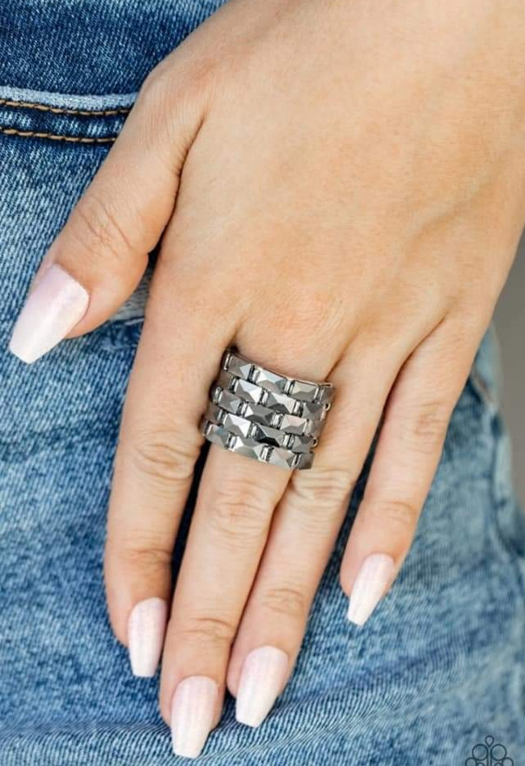 Paparazzi Checkered Couture Silver Ring