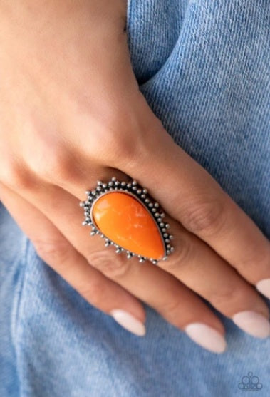 Down-to-Earth Essence Orange Paparazzi Ring