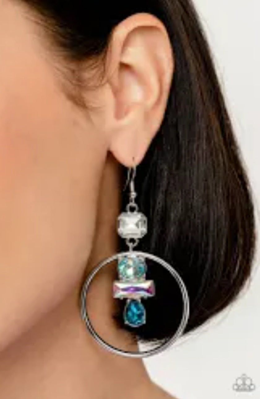 Geometric Glam Blue Earrings